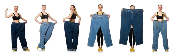Composite photo of woman in dieting concept — Stock Photo, Image