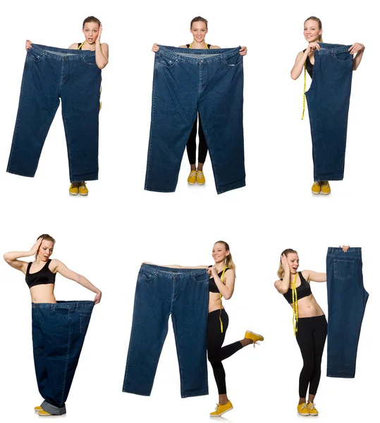 Kompozitní foto ženy v dietním pojetí — Stock fotografie