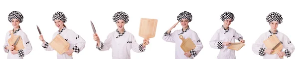 Woman cook isolated on the white — Stock Photo, Image