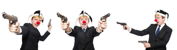 Geschäftsmann Clown in lustigem Konzept isoliert auf Weiß — Stockfoto