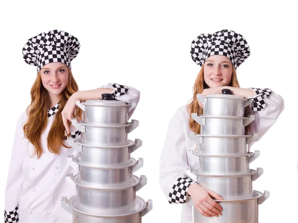 Woman cook isolated on the white — Stock Photo, Image