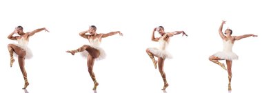 Beyaz bale etekli adam izole edilmiş.