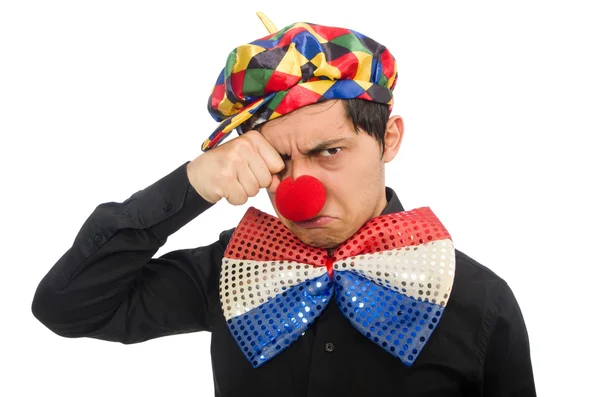 Clown triste isolato sul bianco — Foto Stock