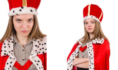 İş kadını kraliçe beyazda izole