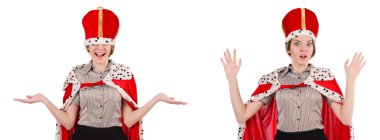 İş kadını kraliçe beyazda izole