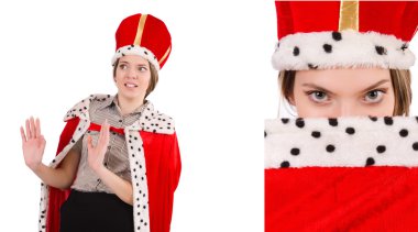 İş kadını kraliçe beyazda izole