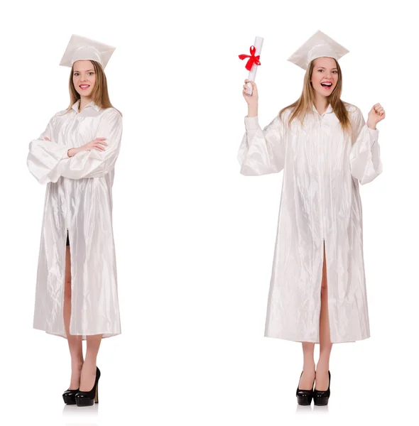 Donna studente isolato su sfondo bianco — Foto Stock