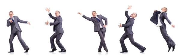 Dancing businessman isolated on white — Stock Photo, Image