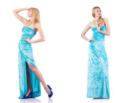 Beyaz üzerine uzun model modayla moda kavramı