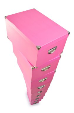 pembe giftboxes üzerinde beyaz izole