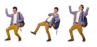 Beyaz çantalı öğrenci kolajı