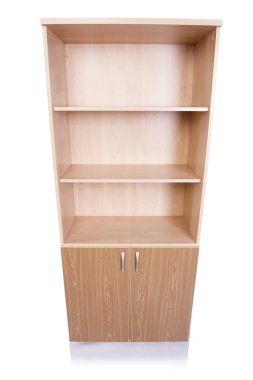 Ofis dolabı rafı beyaz arkaplanda izole edilmiş