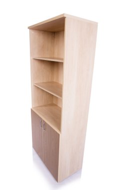 Ofis dolabı rafı beyaz arkaplanda izole edilmiş