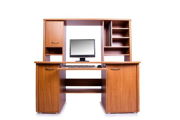 Computer home desk isolated on the white background — Stock Photo, Image