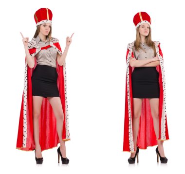 İş kadını kraliçe beyazda izole