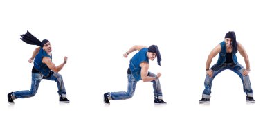 Dansçı beyaz üzerinde dans ediyor