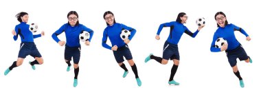 Futbolcu beyaz arkaplanda izole edildi