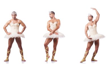 Beyaz bale etekli adam izole edilmiş.