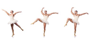 Beyaz bale etekli adam izole edilmiş.