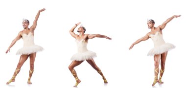 Beyaz bale etekli adam izole edilmiş.