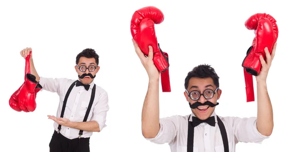 Boxeador divertido aislado en el fondo blanco — Foto de Stock