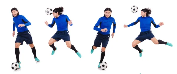 Jogador de futebol isolado no fundo branco — Fotografia de Stock