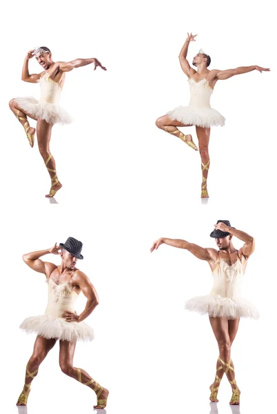 Hombre en tutú de ballet aislado en blanco —  Fotos de Stock