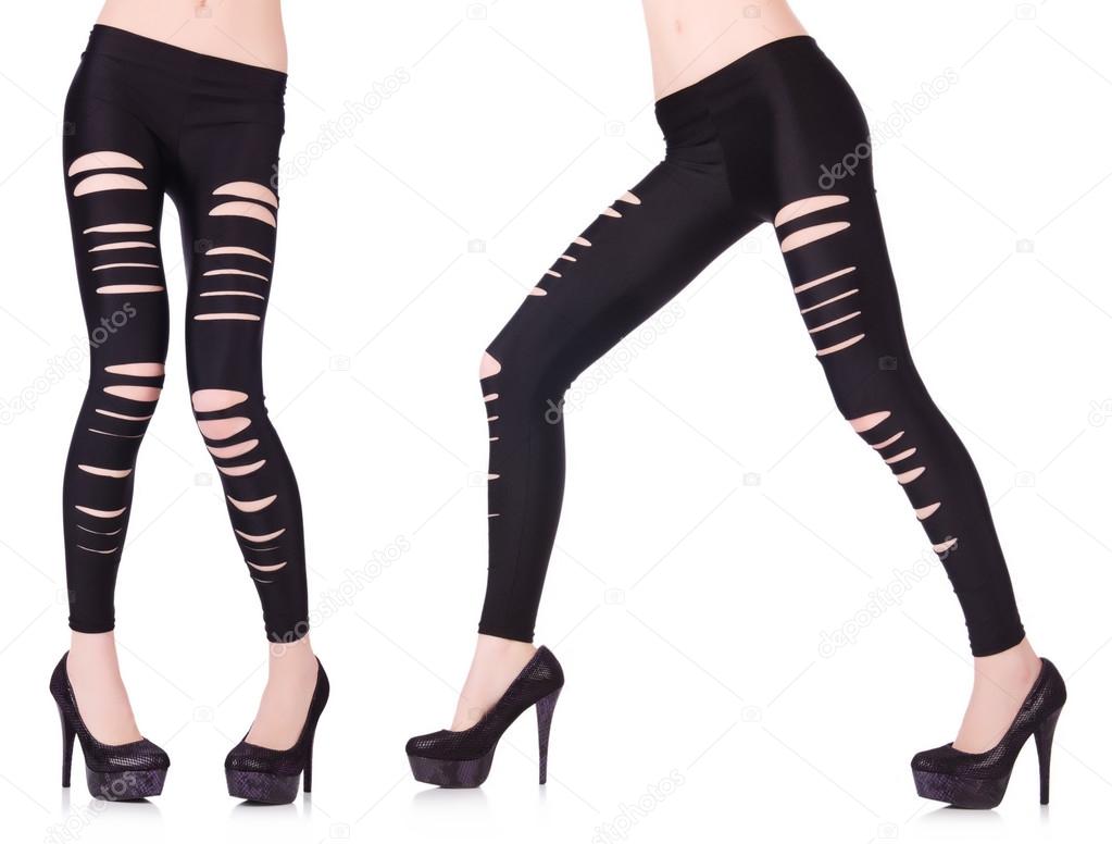 Frau Beine mit Strümpfen auf weiß — Stockfoto © Elnur_ #114039510