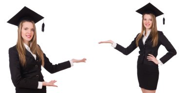 Beyaz arka planda izole kadın öğrenci