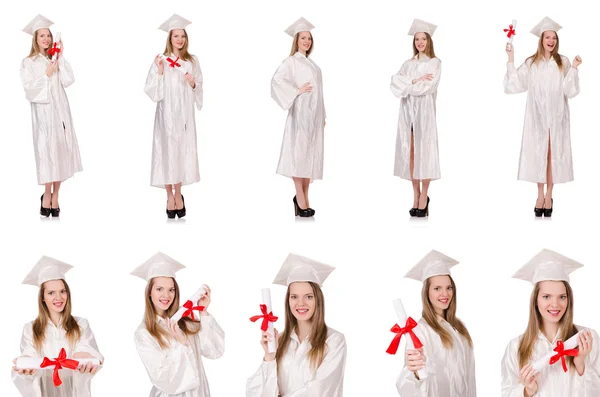 Donna studente isolato su sfondo bianco — Foto Stock