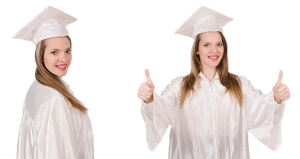 Donna studente isolato su sfondo bianco — Foto Stock