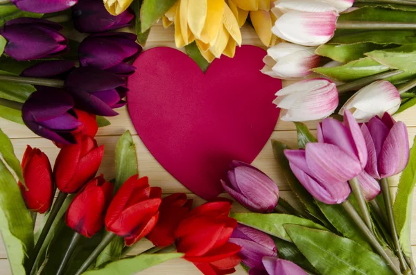 Tulipani fiori disposti con copyspace per il vostro testo — Foto Stock