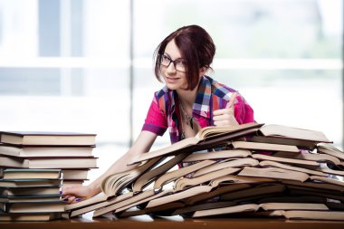 Üniversite sınavlarına hazırlanan genç kız öğrenci.