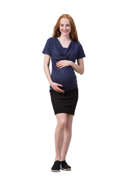 Pregnant woman isolated on the white — Stock Photo, Image