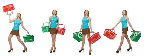 Foto composta de mulher com cesta de compras — Fotografia de Stock