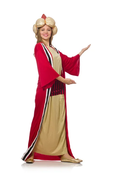 흰색 절연 하는 빨간 옷의 여자 마법사 — 스톡 사진