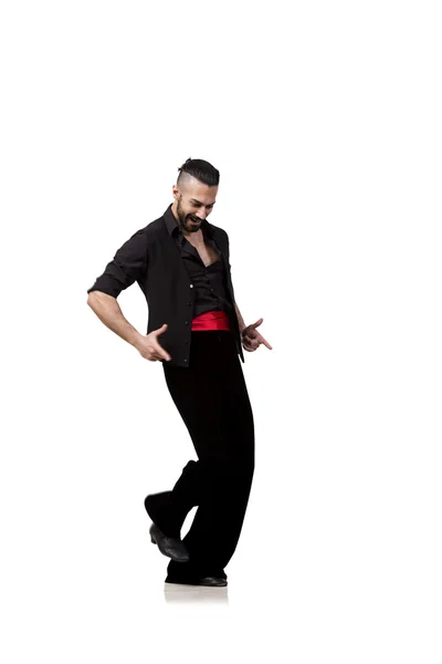 Man dancer dancing spanish dances isolated on white — Stock Photo, Image