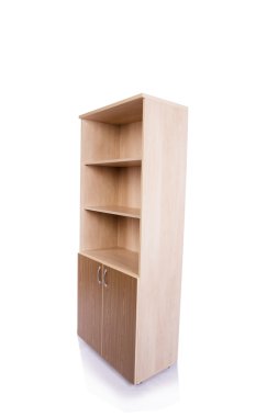 Ofis dolabı rafı beyaz arkaplanda izole edilmiş