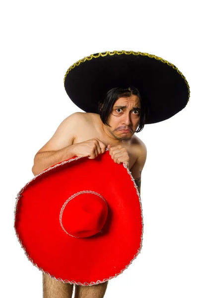 Голый мексиканский мужчина, изолированный на белом — стоковое фото