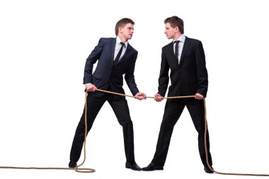 İkiz kardeşler beyaz izole halat kavram