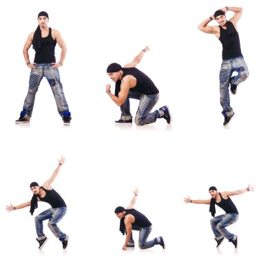 Dansçı beyaz üzerinde dans ediyor