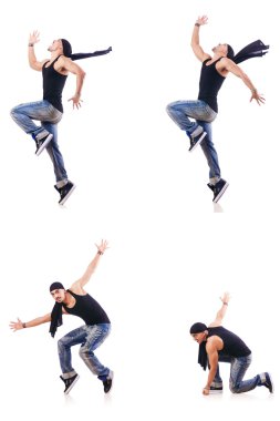 Dansçı beyaz üzerinde dans ediyor