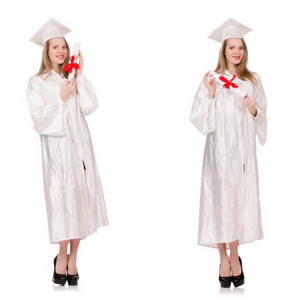 Studentin isoliert auf weißem Hintergrund — Stockfoto