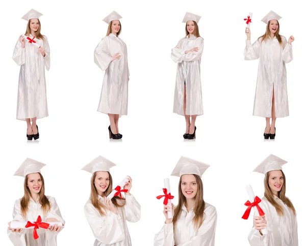 Donna studente isolato su sfondo bianco — Foto Stock