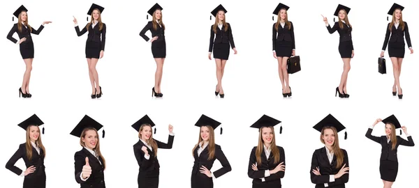 Nő diák elszigetelt fehér háttér — Stock Fotó
