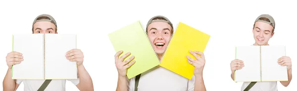 Joven estudiante aislado en el fondo blanco — Foto de Stock