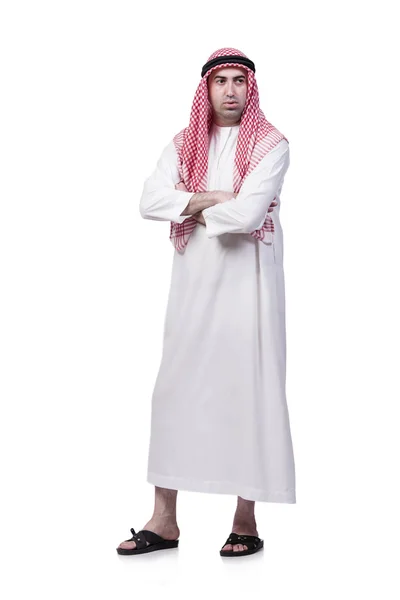 Unhappy young arab man isolated on white — Stock Photo, Image