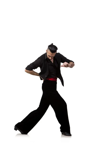 Man danser dansen van Spaanse dansen geïsoleerd op wit — Stockfoto