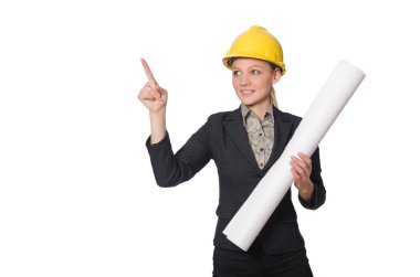 Genç mimar beyaz üzerine izole edilmiş