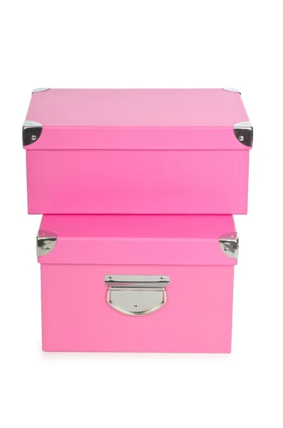 Roze giftboxes geïsoleerd op wit — Stockfoto